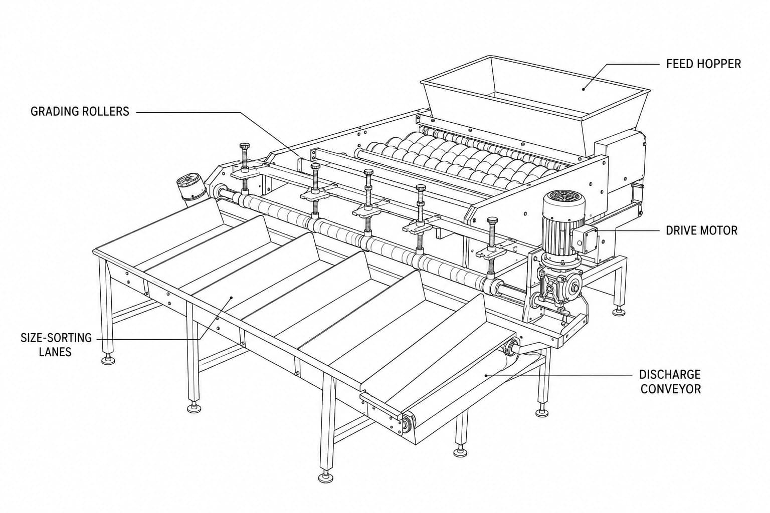 Guava Grading Machine labelled diagram